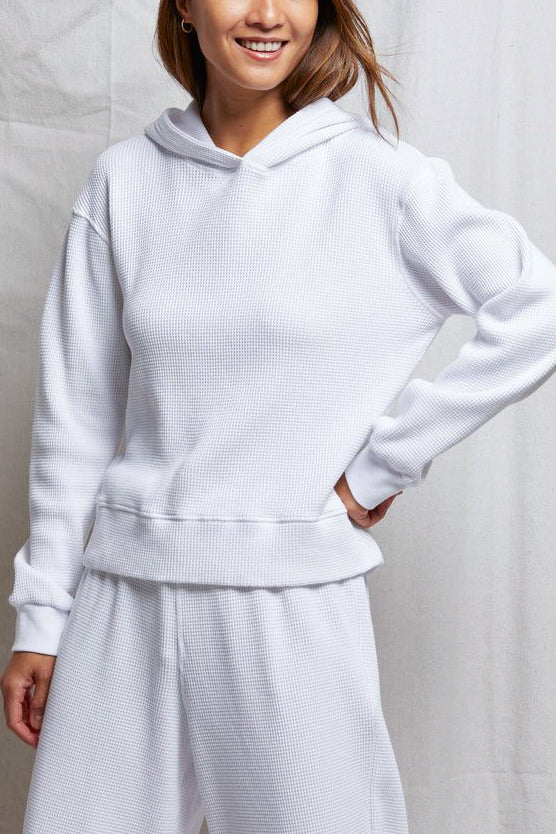 Perfect White Tee Azalia Waffle L/S Hoodie in White