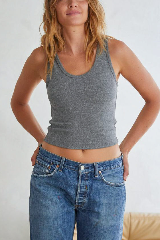 Perfect White Tee Blondie Rib Tank in Dark Heather Grey