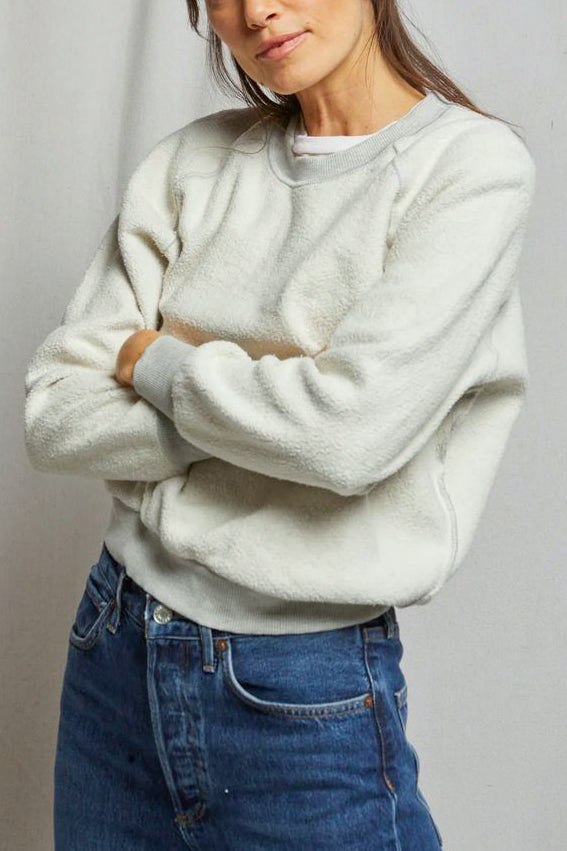 Perfect White Tee Ziggy Reverse Fleece Sweatshirt in Heather Grey