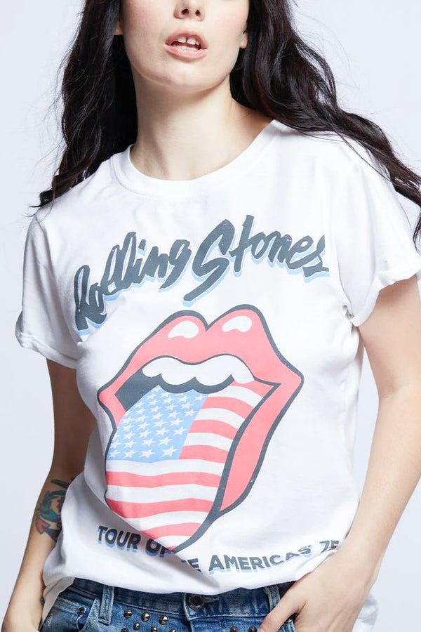 Recycled Karma Rolling Stones Live in Concert Tee in White