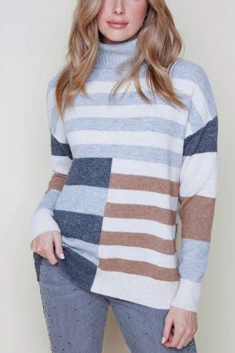 Renuar Knit Sweater in Tan Combo