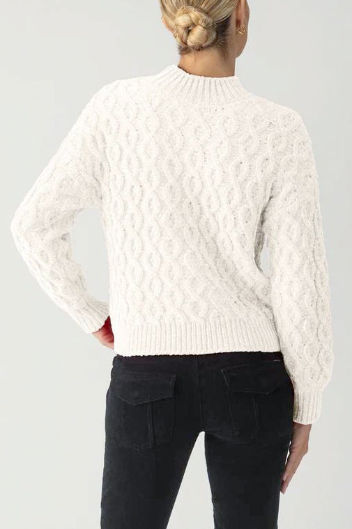 Sanctuary Cable Mock Neck Sweater in Light Almond