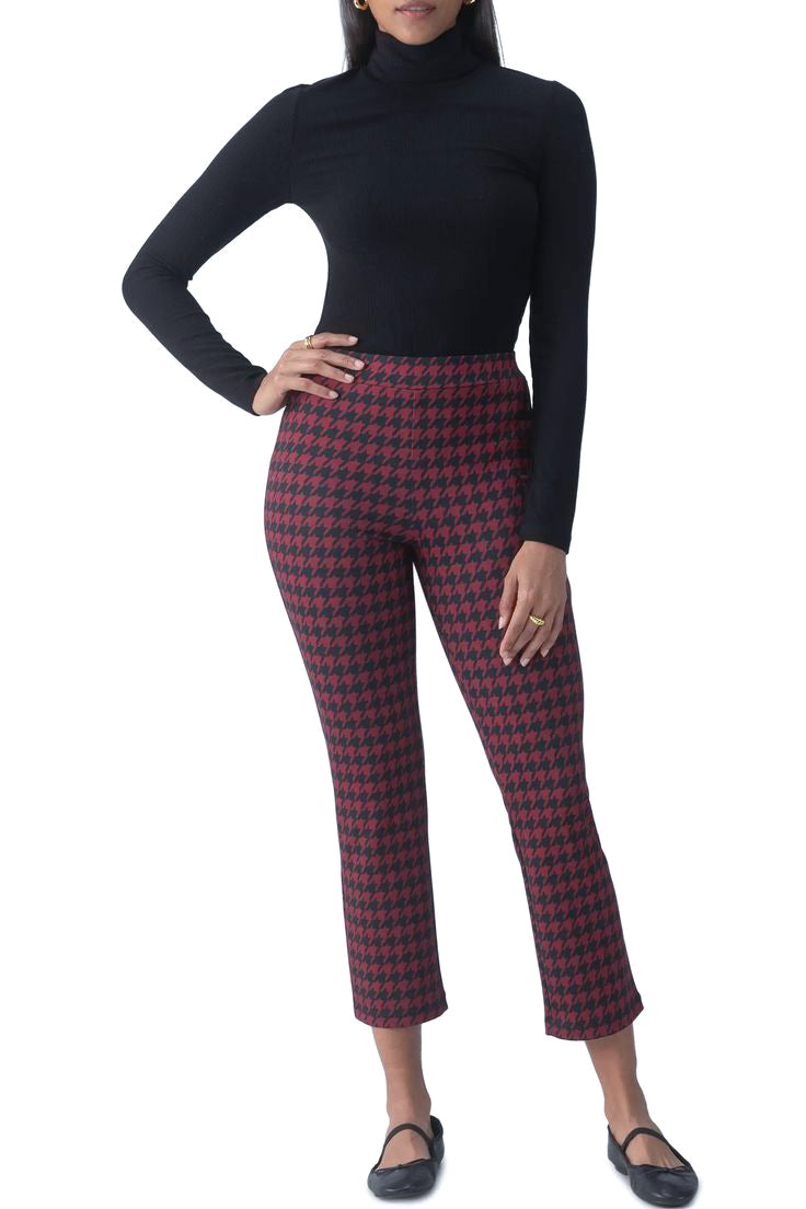 Sanctuary Carnaby Kick Crop in Classic Red Houndstooth