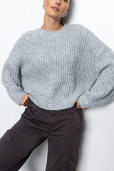 Sanctuary Fuzzy Volume Sleeve Sweater in Heather Grey