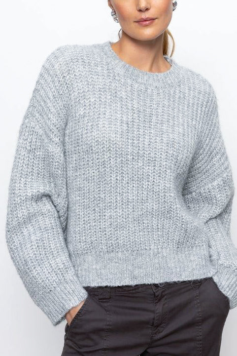 Sanctuary Fuzzy Volume Sleeve Sweater in Heather Grey