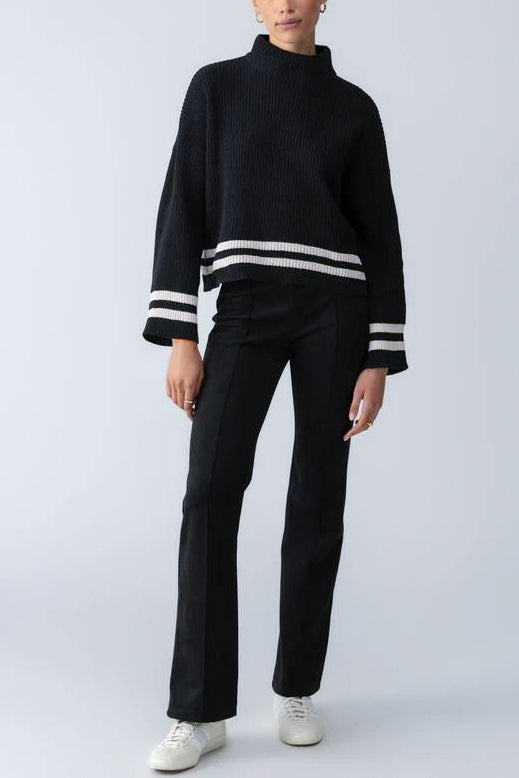 Sanctuary Stay Cozy Sweater in Black + Toasted Stripe