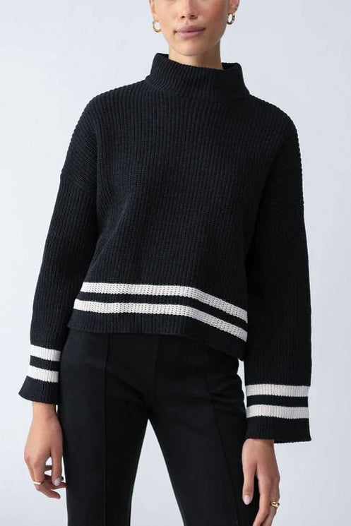 Sanctuary Stay Cozy Sweater in Black + Toasted Stripe