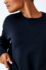 Spanx Air Essentials Crew Sweatshirt in Very Black - Viva Diva Boutique