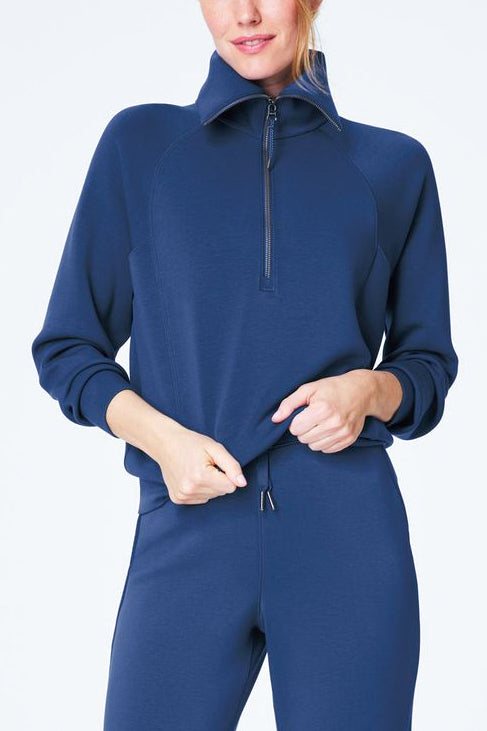 Spanx Air Essentials Half Zip in Faded Indigo