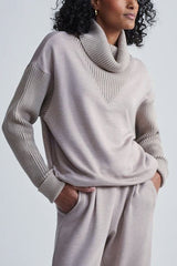 Varley Hannah Cowl Neck Sweatshirt in Taupe Marl