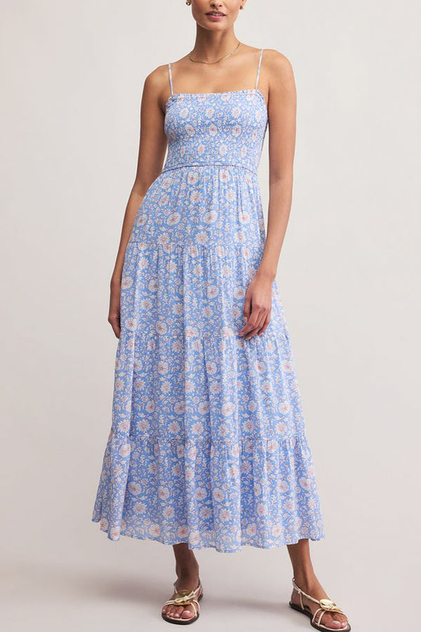 Z Supply Balos Lima Floral Midi Dress in Blue River