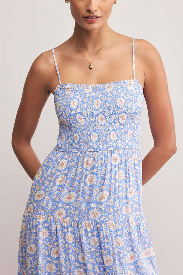 Z Supply Balos Lima Floral Midi Dress in Blue River