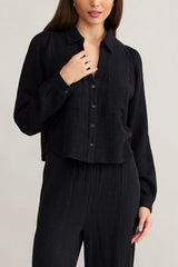 Z Supply Campo Button Up Gauze Top in Black