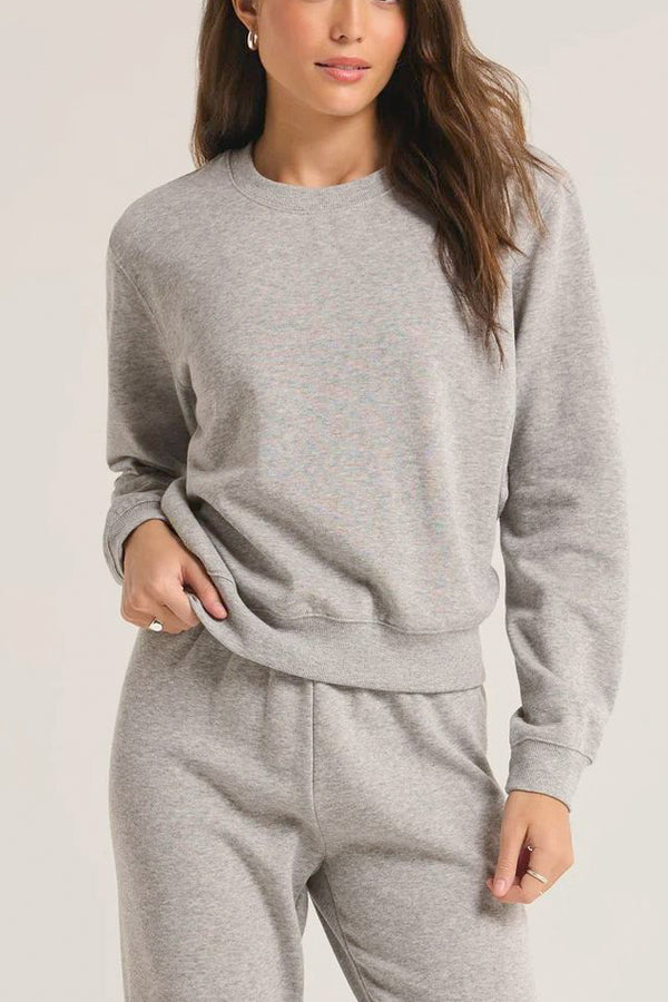 Z Supply Classic Crew Sweatshirt in Classic Heather Grey