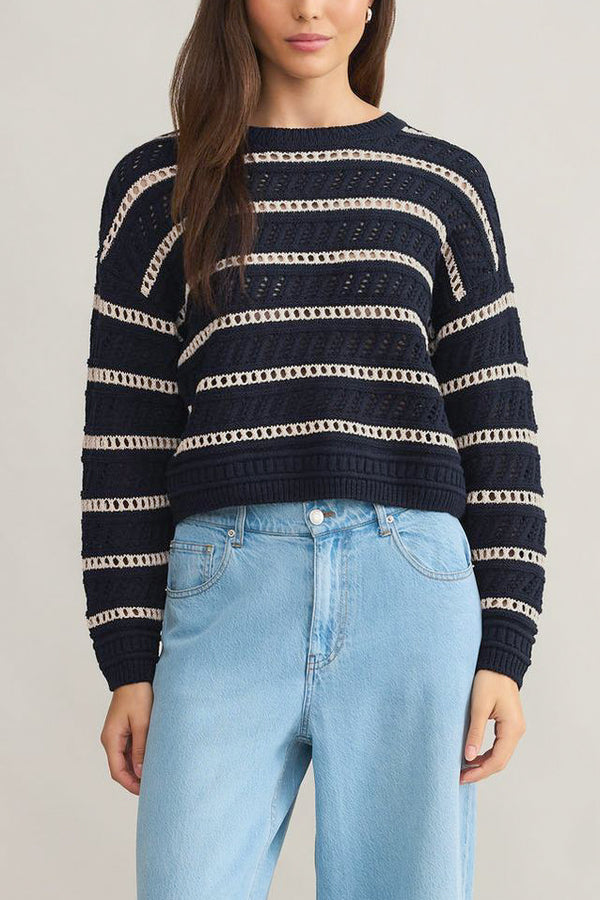 Z Supply Estero Stripe Sweater in Eclipse