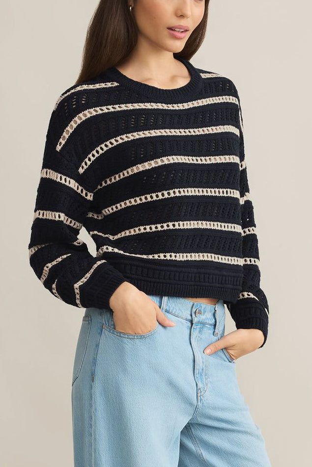 Z Supply Estero Stripe Sweater in Eclipse