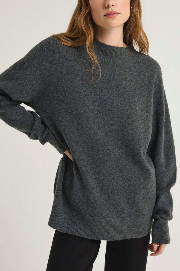 Z Supply Gia Crewneck Sweater in Charcoal Heather