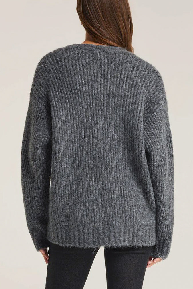 Z Supply Josie Cozy Cardigan in Charcoal Heather