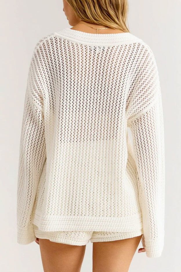 Z Supply Kiami Crochet Sweater in White - Viva Diva Boutique